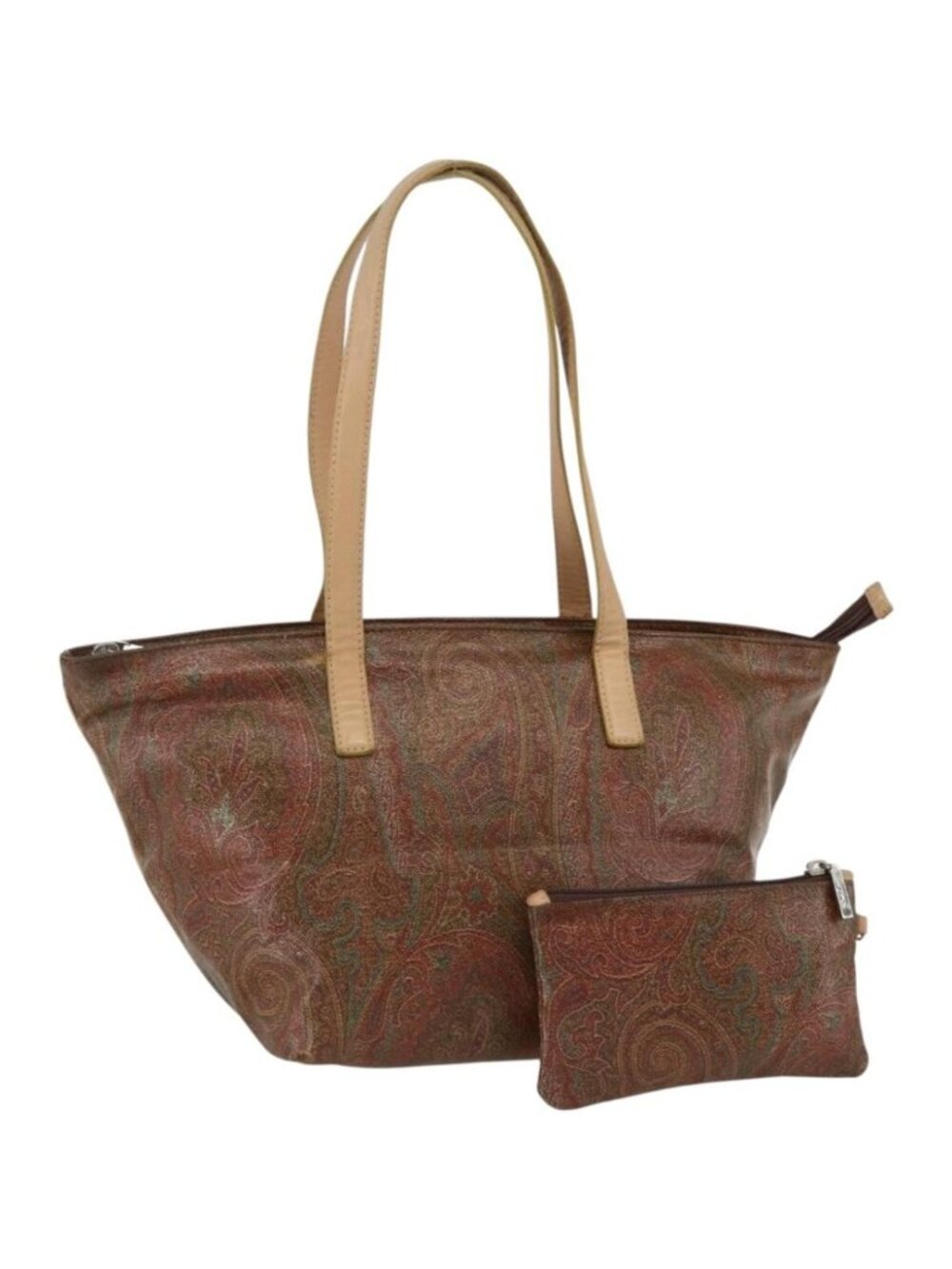 ETRO Paisley Tote Bag PVC Bordeaux Silver
